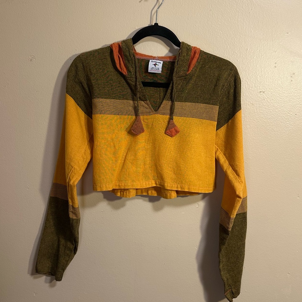 Katmandu Trading Handwoven Crop Hoodie- Made in Nepal- 100% Organic Cotton